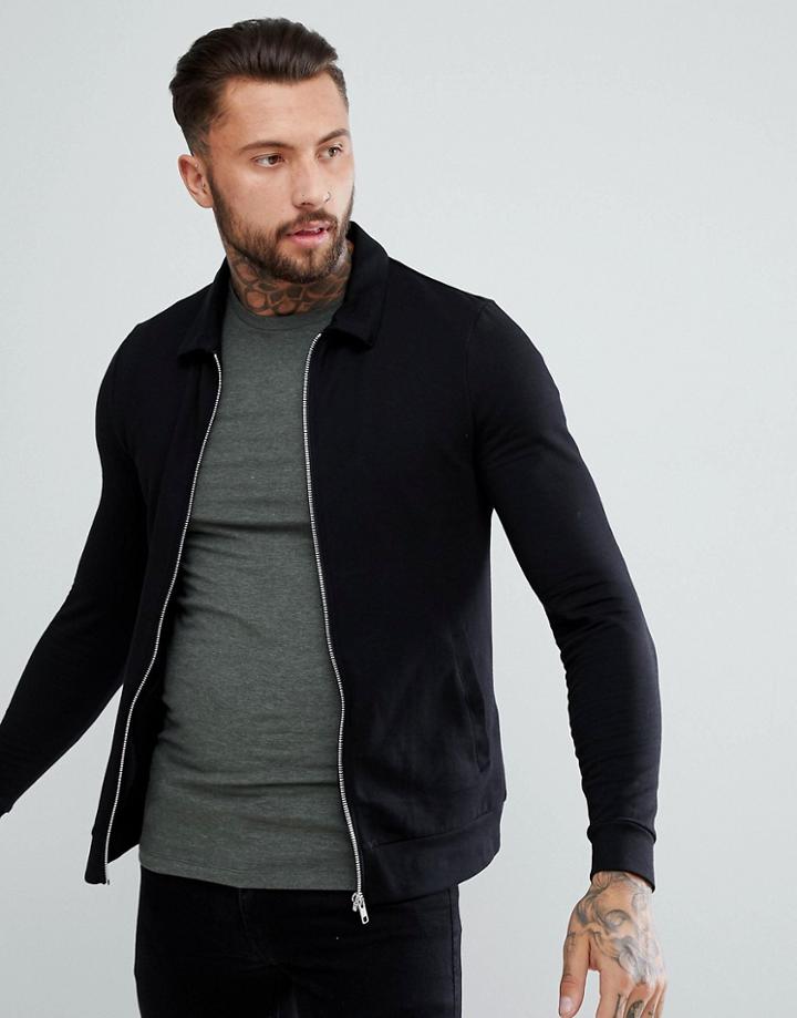 Asos Muscle Harrington Jacket In Black - Black