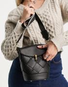French Connection Weave Bucket Bag In Black
