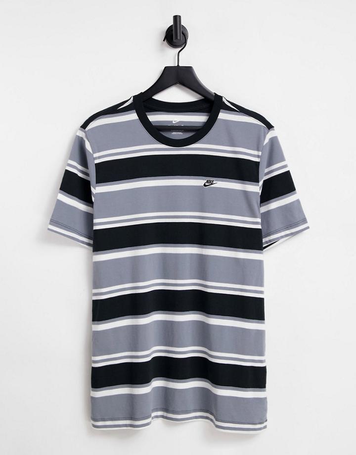 Nike Essential Stripe T-shirt In Gray/white
