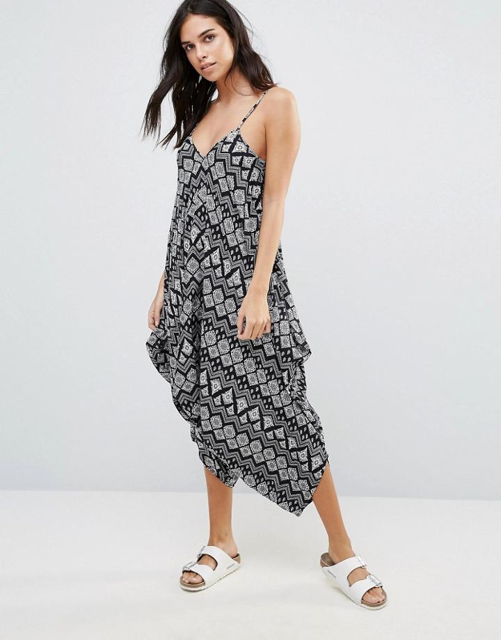 Qed London Mono Print Jumpsuit - Black