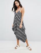 Qed London Mono Print Jumpsuit - Black