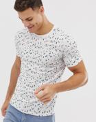 Selected Homme Geometric Printed T-shirt In White - White