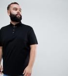 Asos Design Plus Relaxed Polo Shirt With Collar Tie Pin - Black