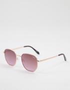 Quay Big Time Womens Round Sunglasses In Pink-brown