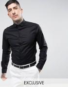 Noose & Monkey Skinny Smart Shirt With Cutaway Collar - Black