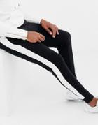 Asos Design Skinny Sweatpants With Side Stripe - Black