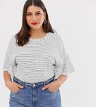 Vero Moda Curve Stripe Flounce Sleeve T-shirt-multi