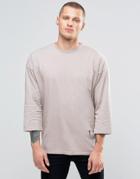 Religion 3/4 Sleeve Crew Neck Top With Drop Shoulder Detail - Ashes Of Roses
