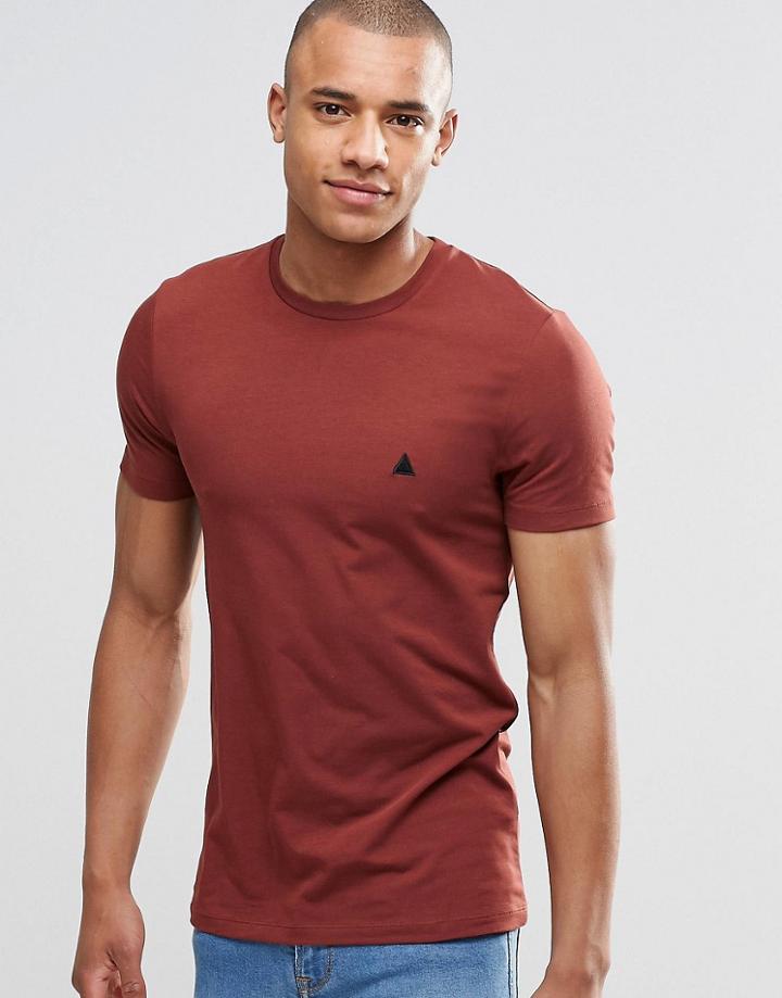 Asos Muscle T-shirt With Crew Neck And Logo In Red - Hot Spice