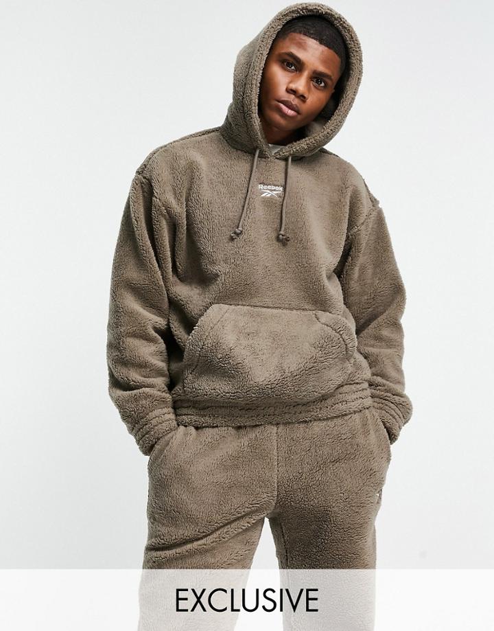 Reebok Sherpa Hoodie In Taupe Brown - Exclusive To Asos