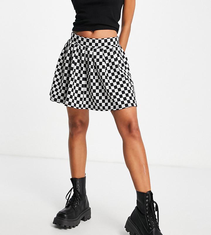 Noisy May Exclusive Mini Skirt In Black Checkerboard-multi