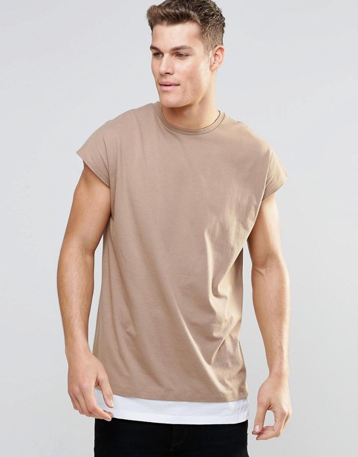 Asos Oversized T-shirt With Contrast Hem Extender