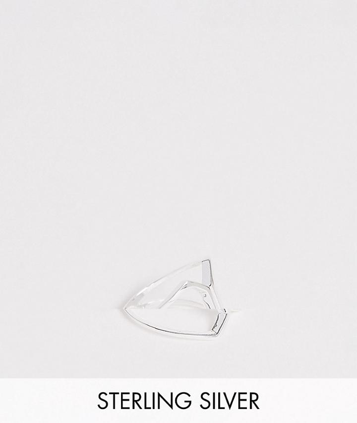 Asos Design Sterling Silver Minimal Abstract Ring - Silver