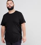Only & Sons Plus Longline T-shirt With Curved Hem - Black