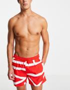 Calvin Klein Medium Drawstring Swim Shorts In Abstract Flame Scarlet-red
