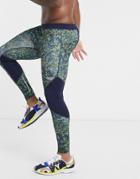 Asos 4505 Running Tights With Camo Print-green