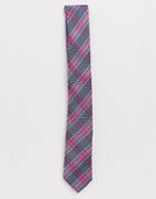 Harry Brown Checked Tie - Blue
