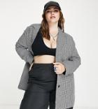 Urban Threads Plus Single Breasted Blazer In Black Mirco Check - Part Of A Set