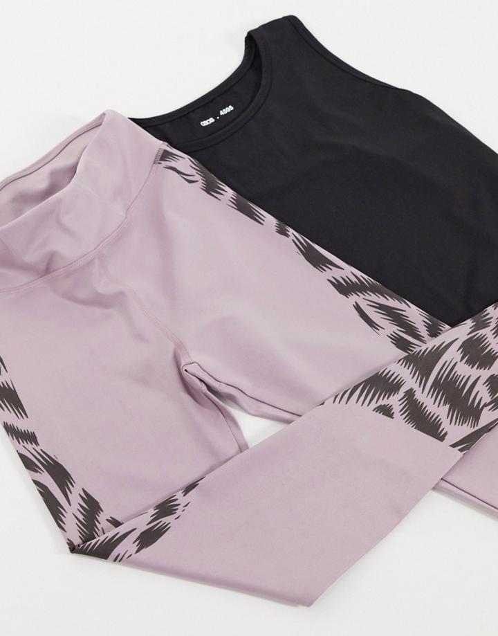 Asos 4505 Leopard Print Cropped Contour Legging-multi