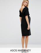 Asos Maternity Smart Woven Dress With V Back - Black