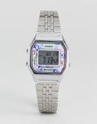Casio La680wea-2cef Floral Digital Bracelet Watch In Silver - Silver