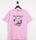 Reclaimed Vintage Inspired T-shirt In Washed Pink With Cherub Print In Pink