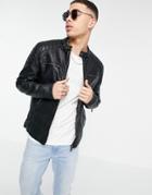 River Island Pu Racer Jacket In Black