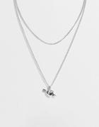 Topshop Arrow Heart Multirow Necklace In Gold-silver
