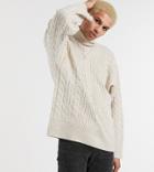 Reclaimed Vintage Inspired Cable High Neck Sweater In Beige-neutral