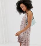 River Island Cami Dress With Pleat Hem In Floral Print - Purple