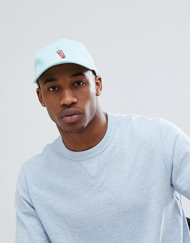 Brave Soul Baseball Cap With Beverage Print - Green