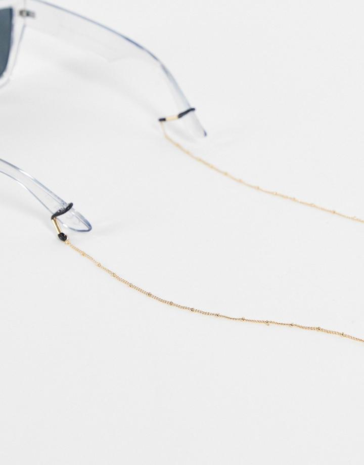 Asos Design Sunglasses Chain In Dot Dash In Shiny Gold