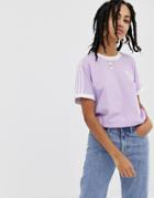 Adidas Originals Adicolor Three Stripe T-shirt In Purple - Purple