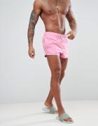 Asos Design Swim Short In Pink With Contrast Drawcord In Super Short Length - Pink