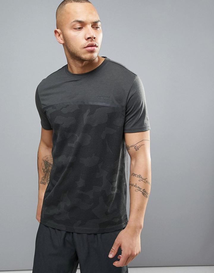 Jack & Jones Tech T-shirt With Camo Panel - Gray