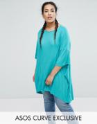 Asos Curve Oversized Top In Rib - Green