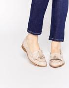Asos Main Chance Wide Fit Leather Flat Shoes - Nude