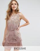A Star Is Born Mini Fringe Dress With Embellishment And Tassel Hem - B