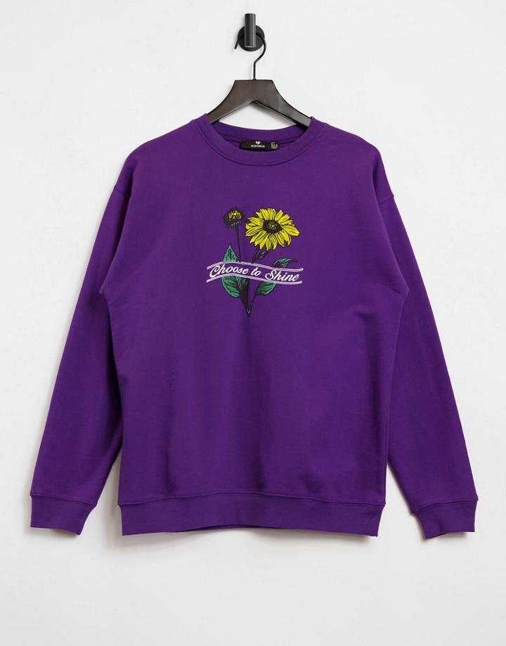 Heartbreak Oversized Floral Graphic Sweater In Purple