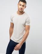 Selected Homme Curved Hem Pique Tee - Stone