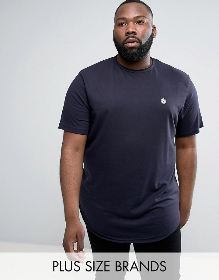 Le Breve Plus Raw Edge Longline T-shirt - Navy