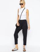 Asos Washed Casual Tapered Peg Pants - Charcoal