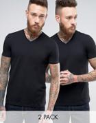 Hugo By Hugo Boss 2 Pack T-shirt Vneck Black/black - Black
