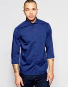Dickens And Browne Trim Stretch Cut-away L/s Shirt - Navy