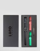 Lund London Faux Leather Watch With 3 Interchangable Straps - Multi