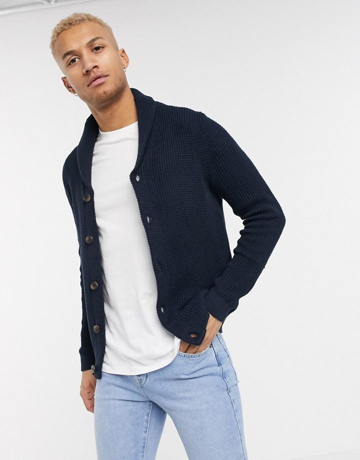 Jack & Jones Originals Shawl Neck Knitted Cardigan In Navy