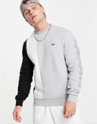 Lacoste Vertical Panel Arm Logo Sweat In Gray-black