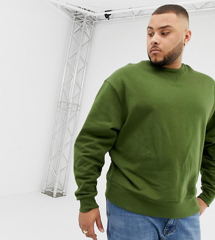 Collusion Plus Regular Fit Sweatshirt In Khaki - Green
