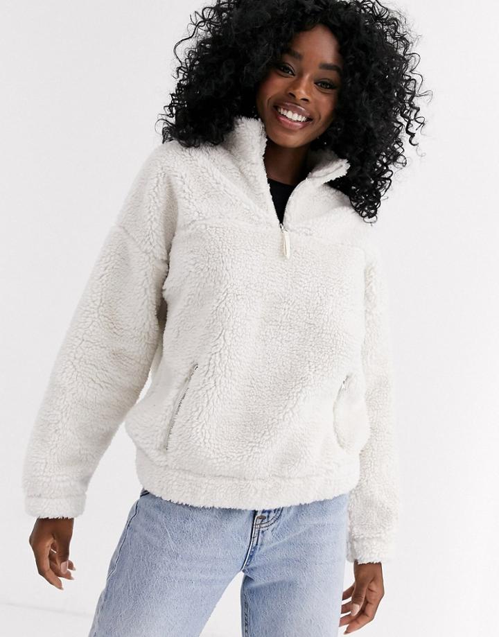 New Look Borg Fleece Jacket In Cream