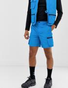 Asos Design Two-piece Utility Shorts In Cobalt Blue Nylon - Blue